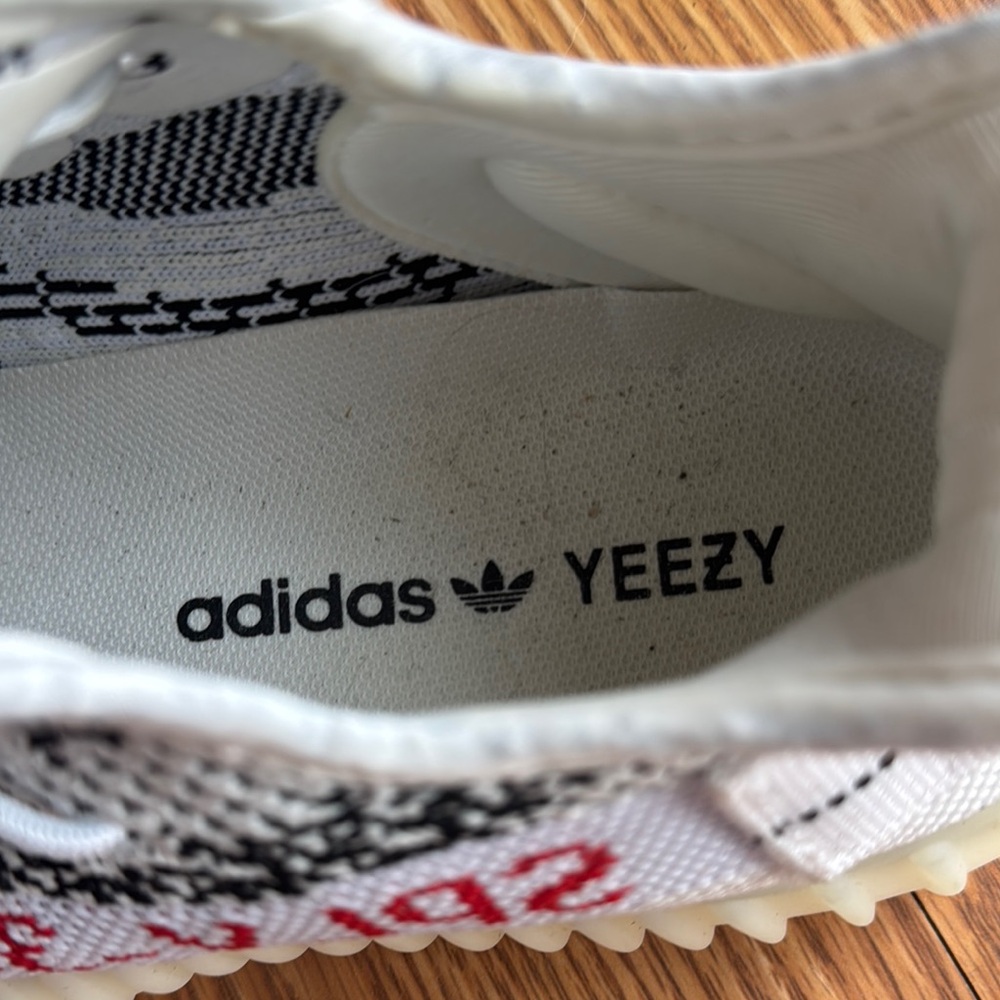 adidas YEEZY White Black Red Knit Sneakers
